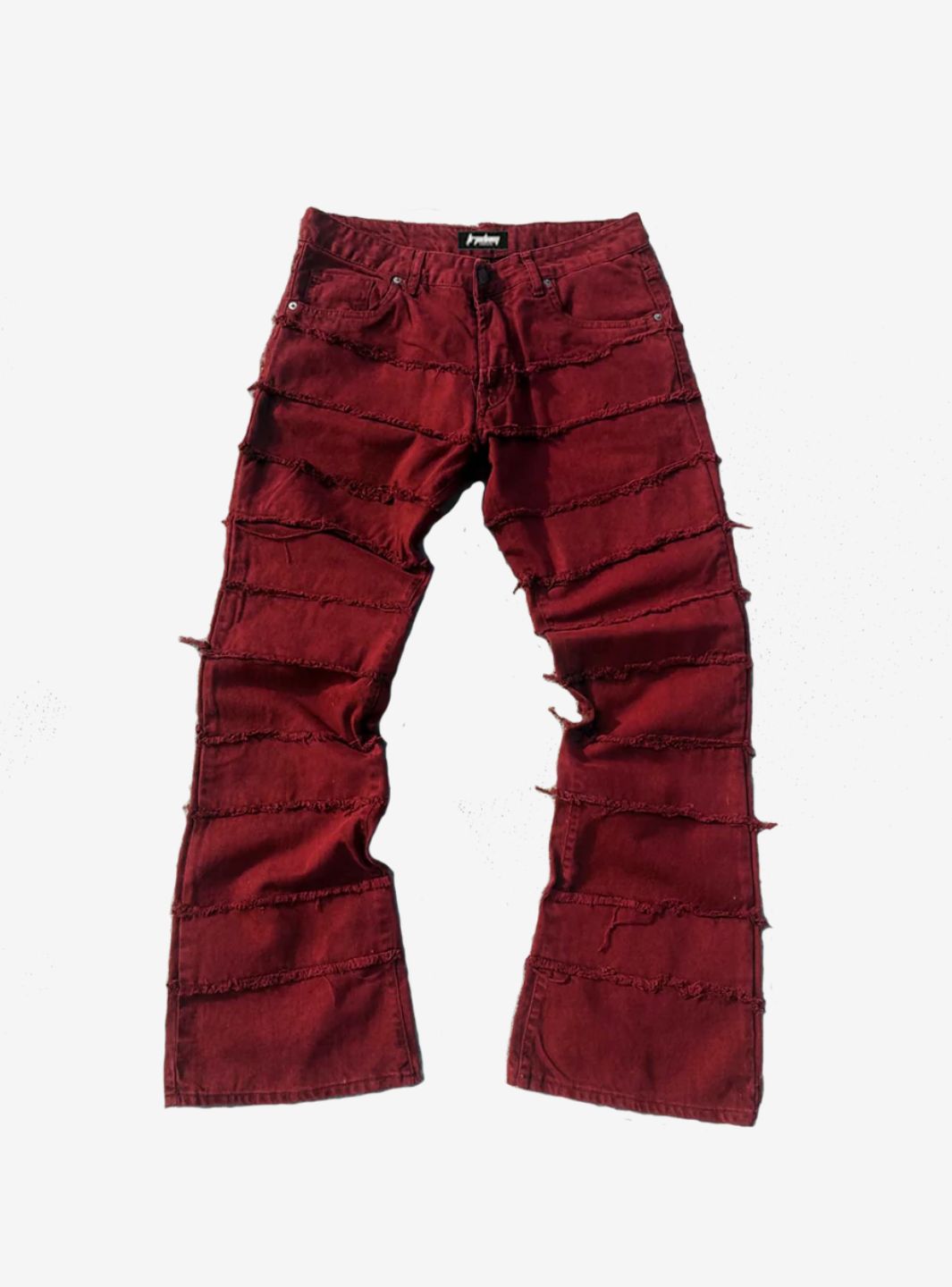 Trap Denim Painted Ripped Flare Jeans Red | ResellZone