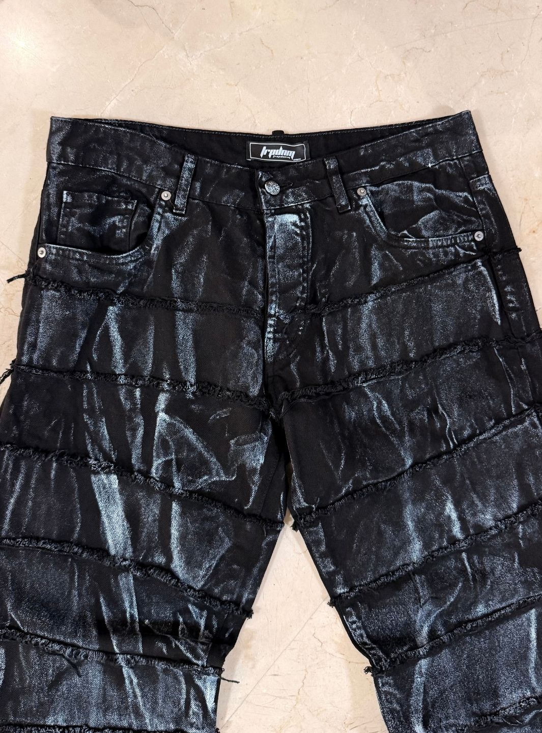 Trap Denim Painted Ripped Flare Jeans | ResellZone