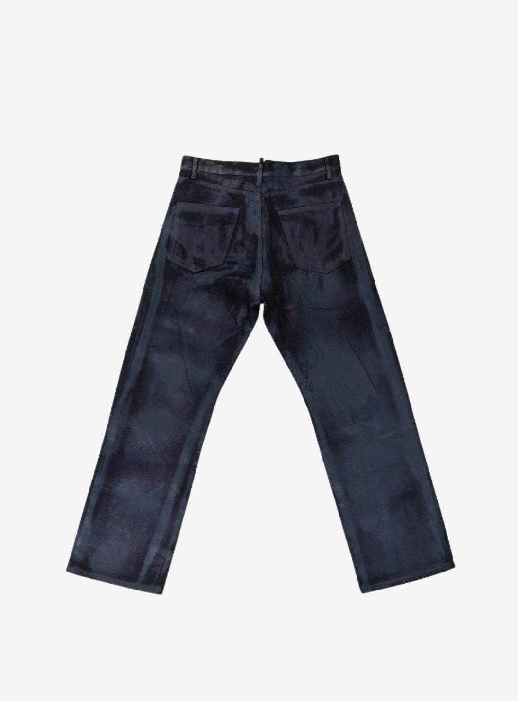Trap Denim Print Waxed Baggy Jeans Black | ResellZone