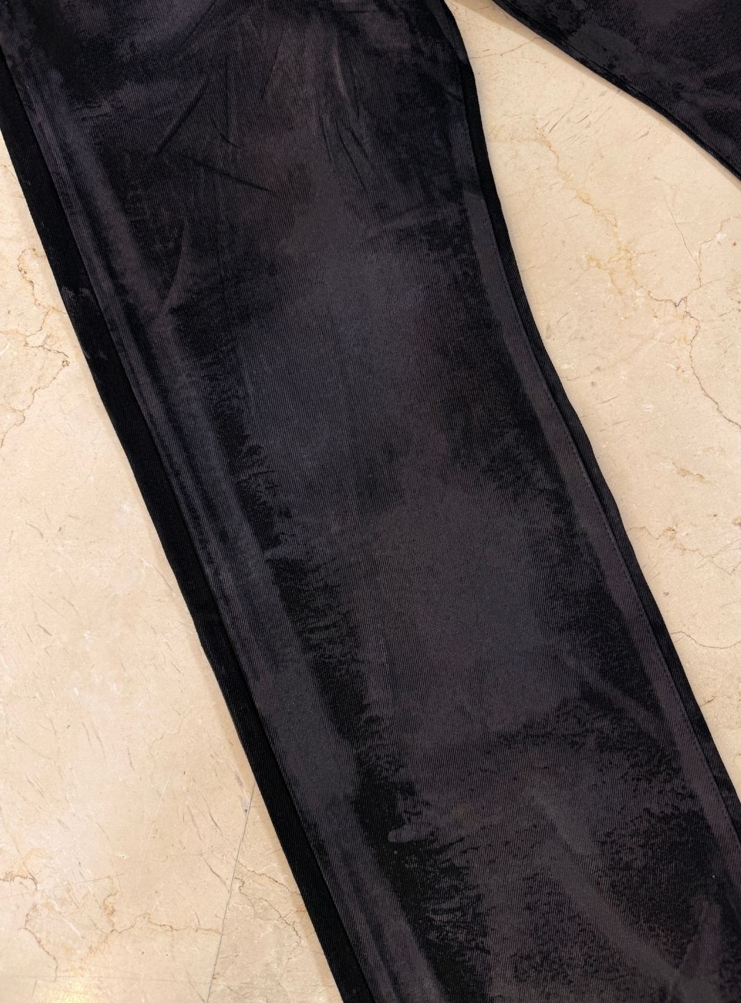 Trap Denim Print Waxed Baggy Jeans Black | ResellZone