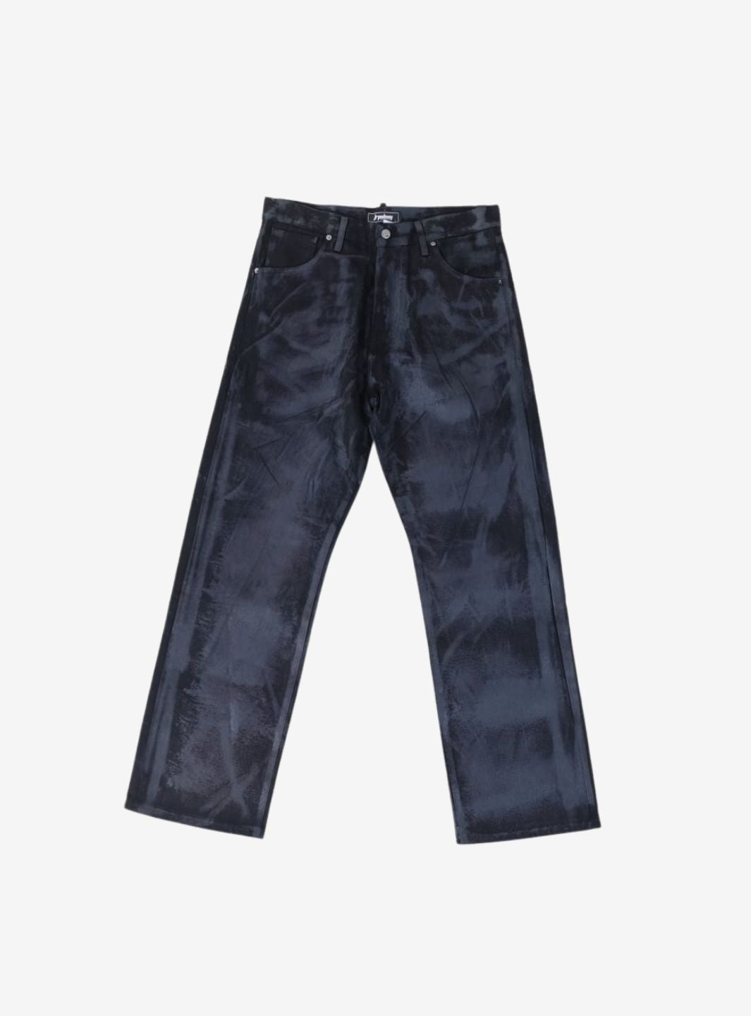 Trap Denim Print Waxed Baggy Jeans Black | ResellZone