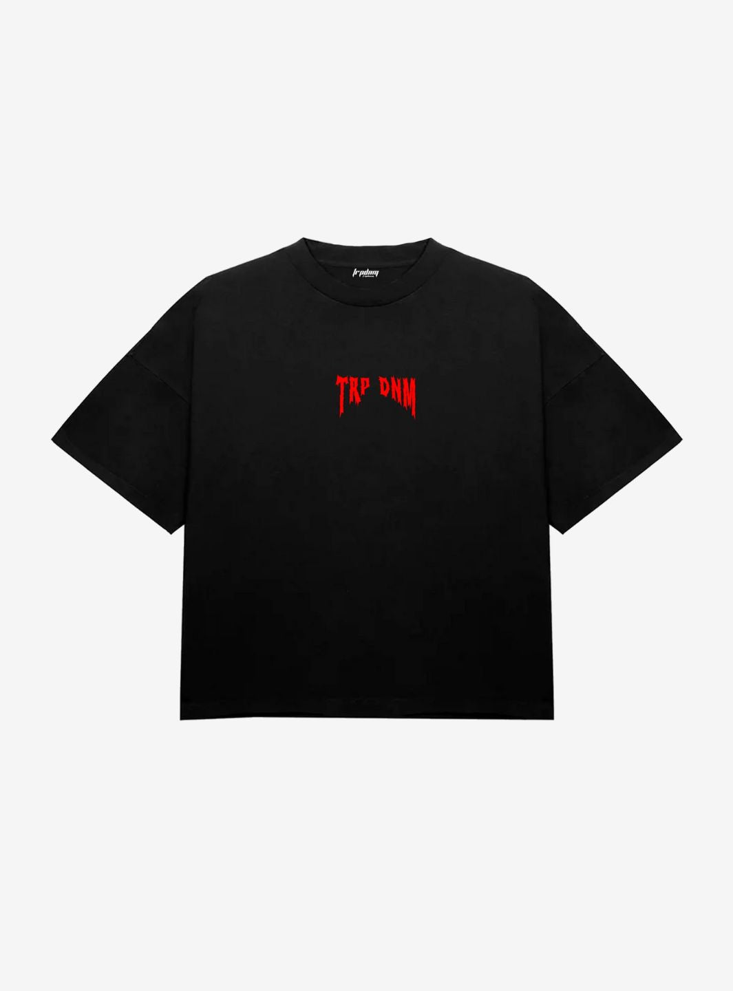 Trap Denim Red Punk Print Boxy Fit Cotton T-Shirt | ResellZone