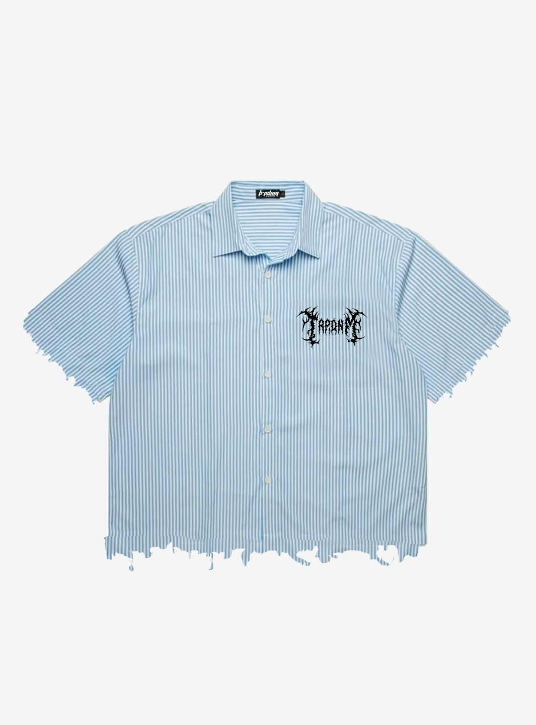 Trap Denim Ripped Stripes Shirt | ResellZone