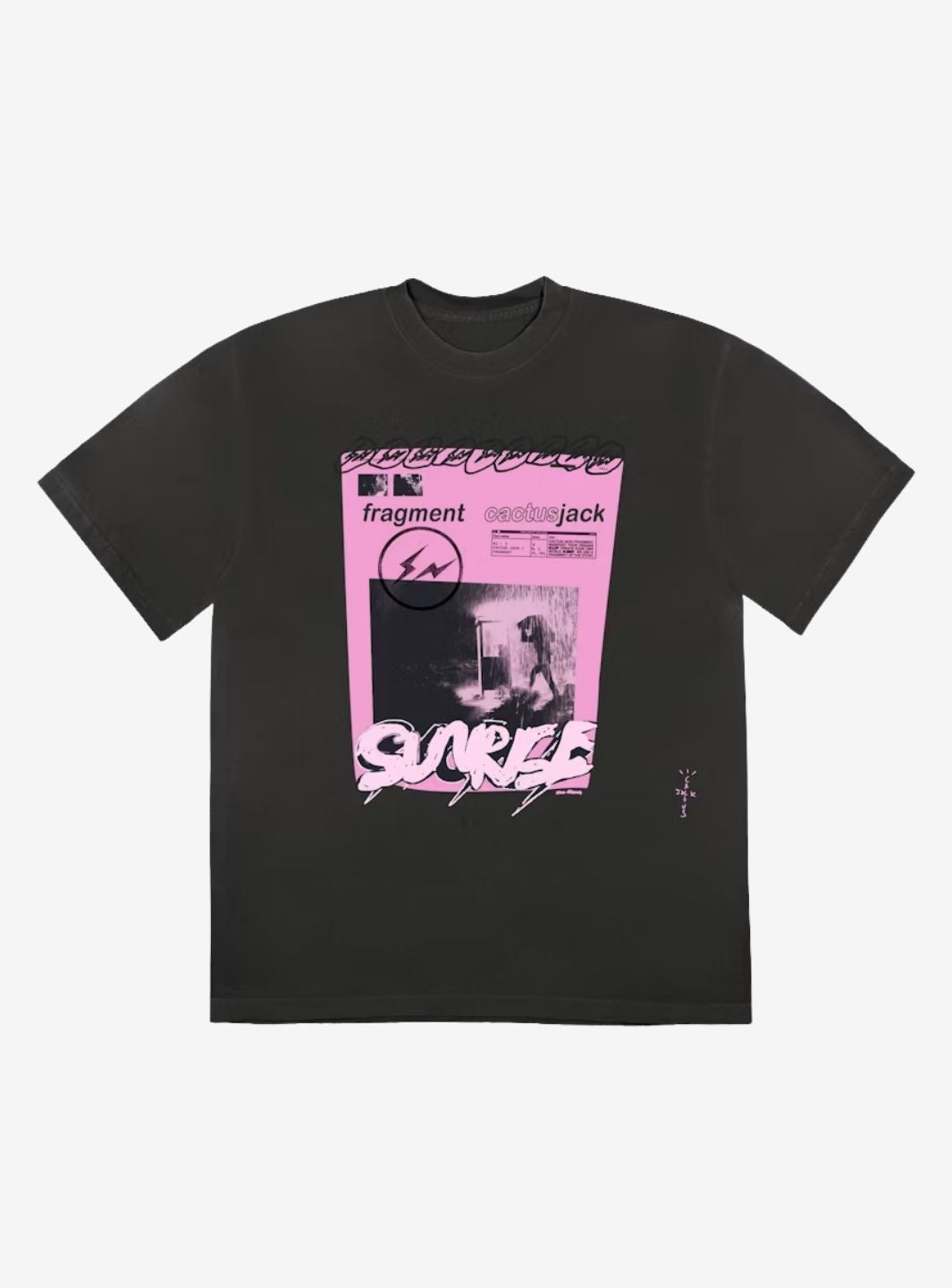Travis Scott Cactus Jack For Fragment Pink Sunrise T-Shirt Washed Black | ResellZone