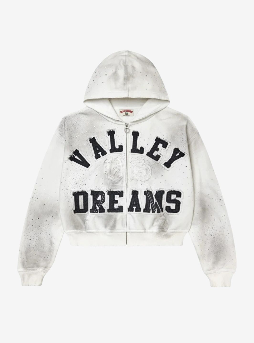 Vale Forever VS Wordmark Galaxy Jeweled Zip Up Hoodie White | ResellZone