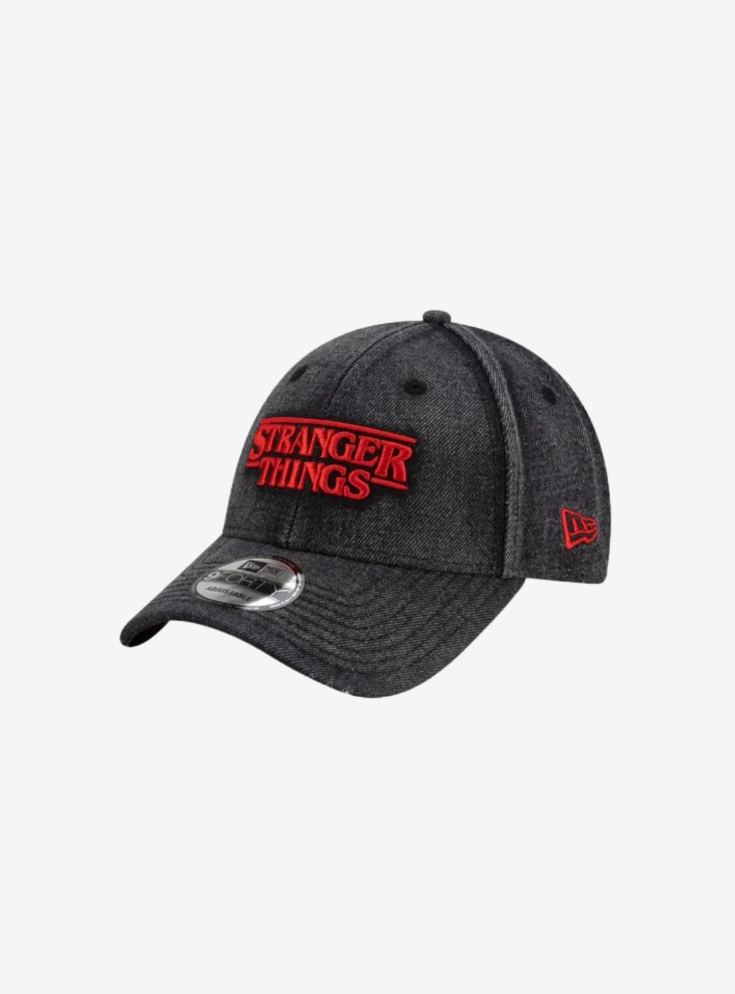New Era Stranger Things Distressed Black Denim 9FORTY Adjustable Cap