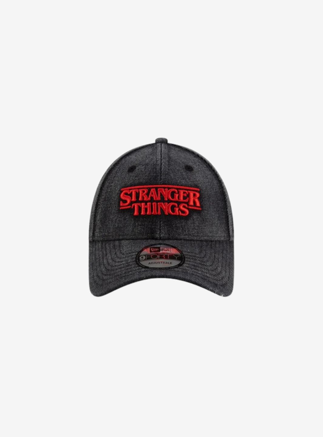 New Era Stranger Things Distressed Black Denim 9FORTY Adjustable Cap