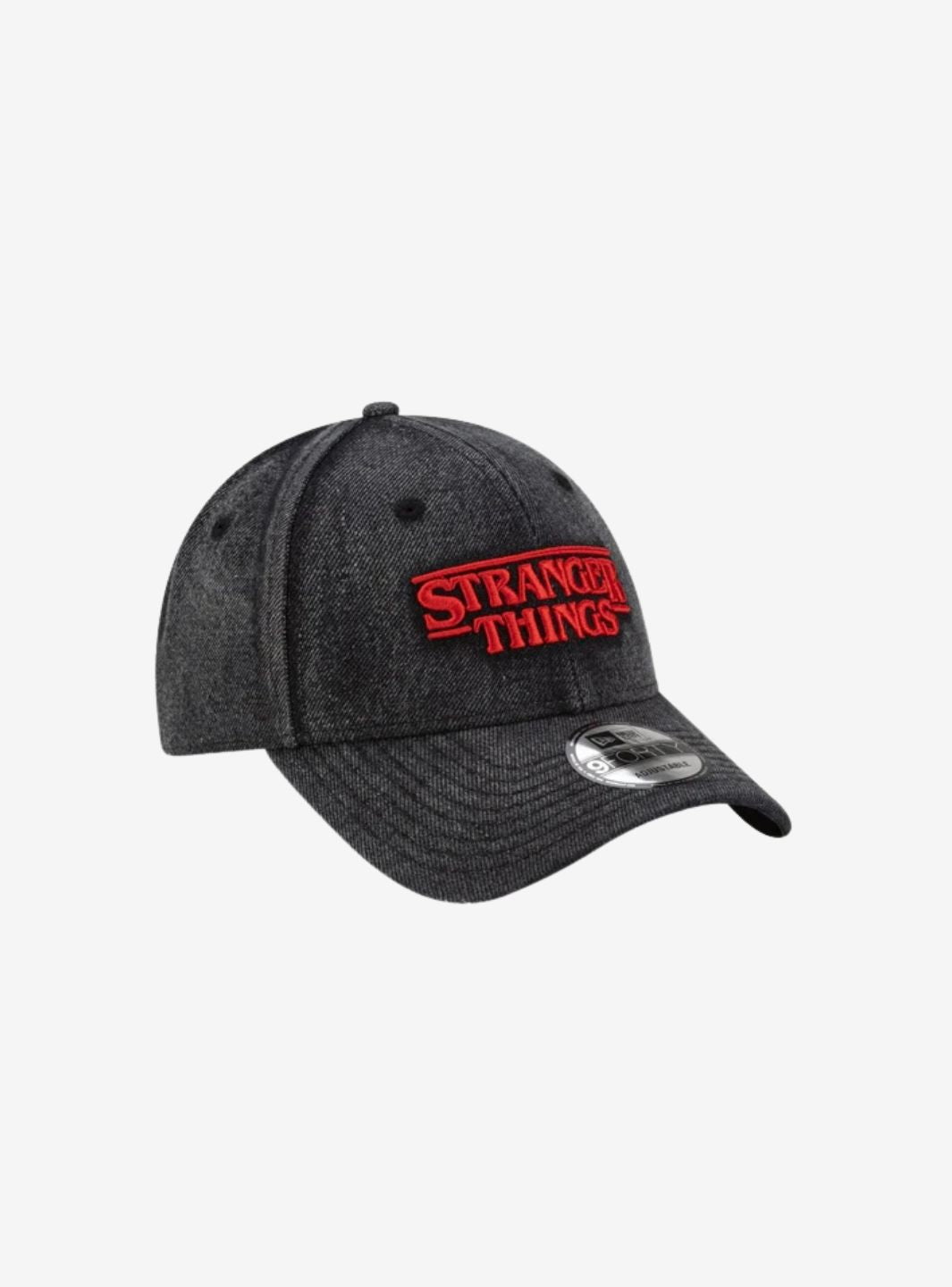 New Era Stranger Things Distressed Black Denim 9FORTY Adjustable Cap