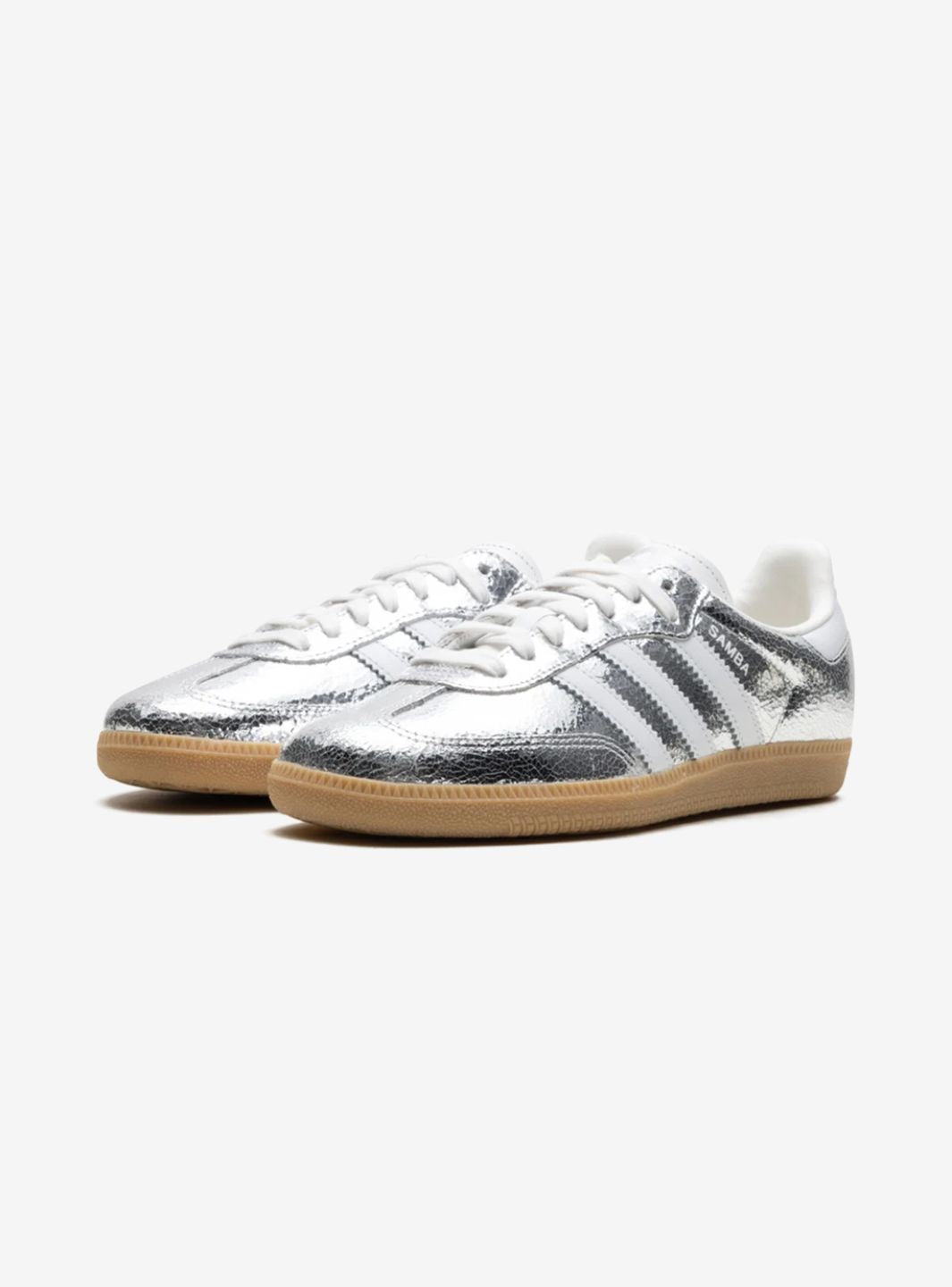 Adidas Samba OG Silver Metallic Cracked Leather - JR0035 | ResellZone