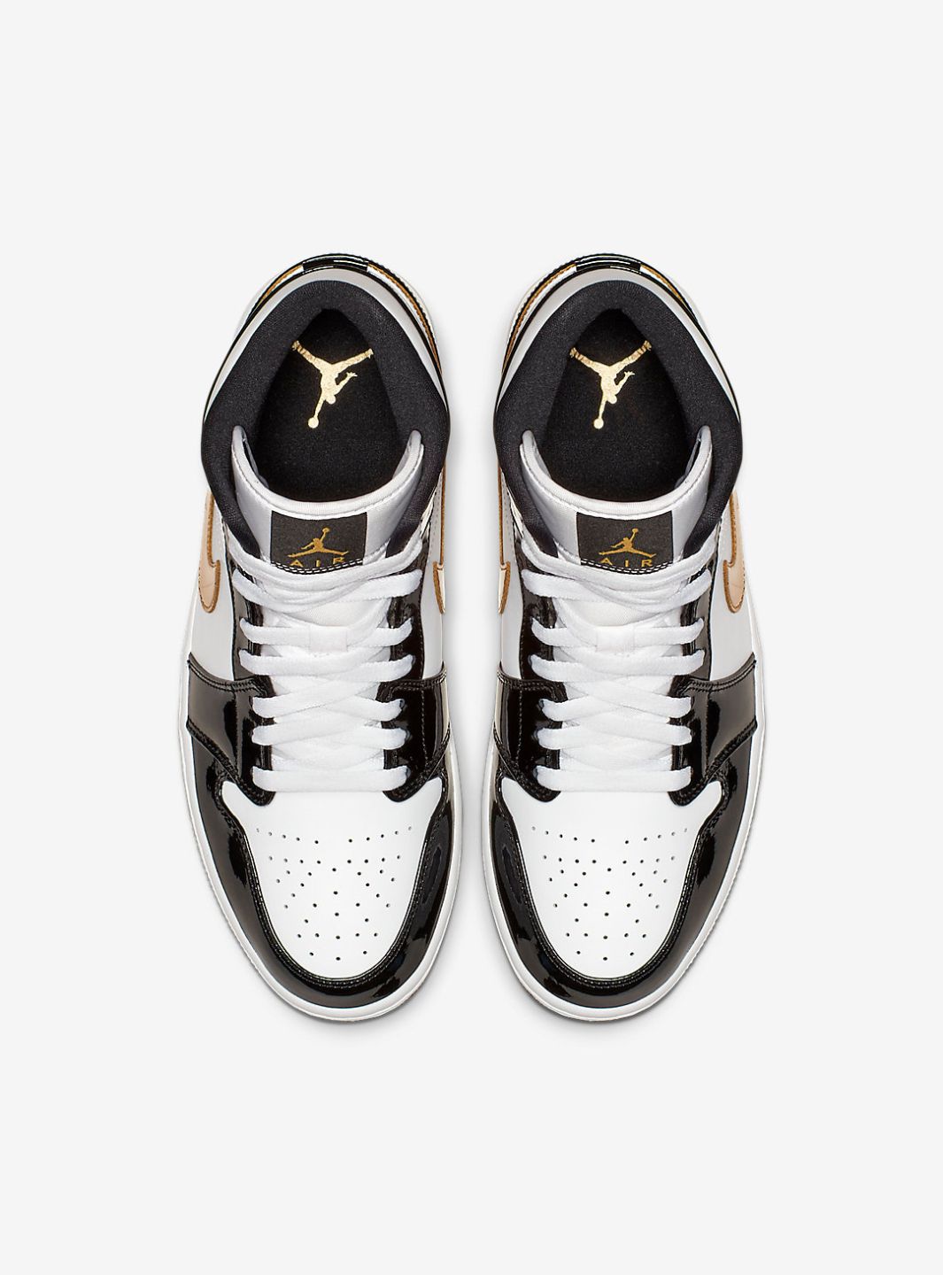 Air Jordan 1 Mid Patent Black White Gold - 852542-007 | ResellZone