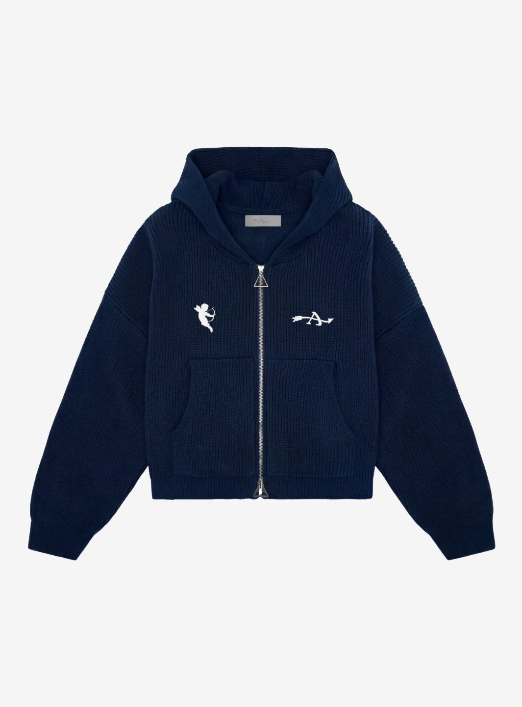 Appreciate Knitted Zip Up Hooded Navy Blue | ResellZone