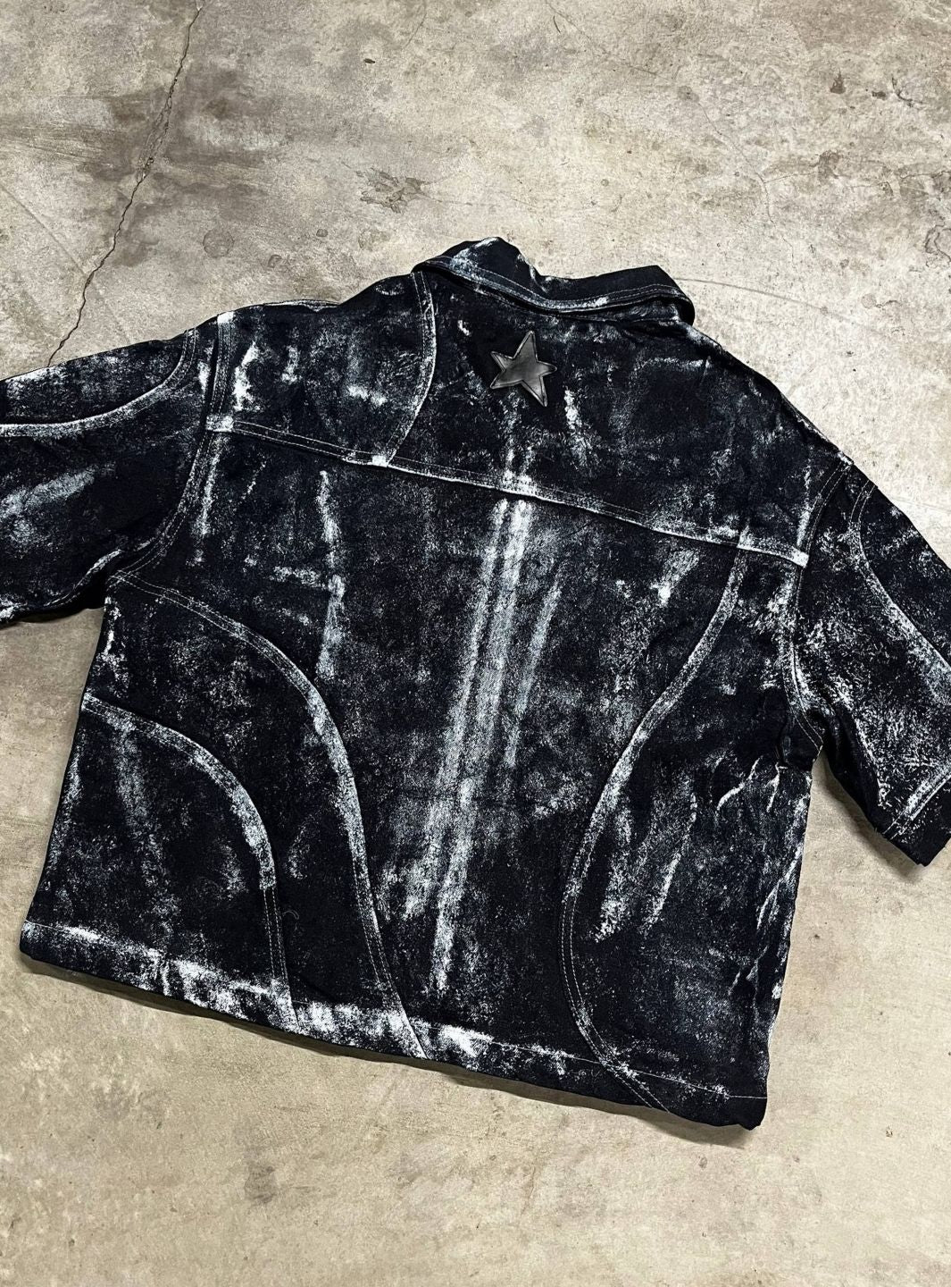 Artexplora House Painter Custom Raw Denim Jacket Jeans Black | ResellZone