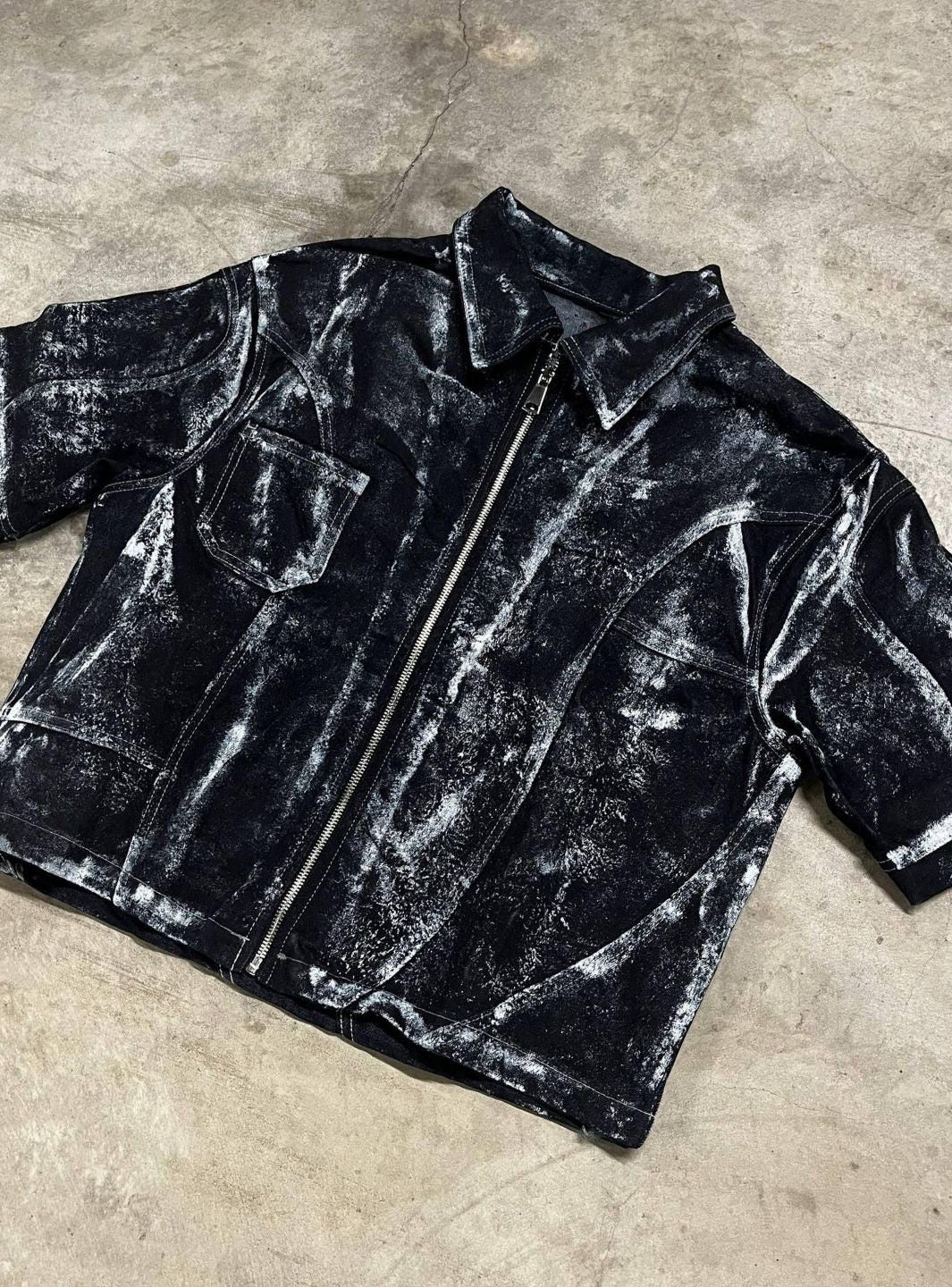 Artexplora House Painter Custom Raw Denim Jacket Jeans Black | ResellZone