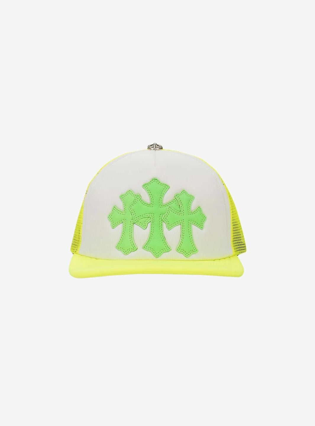 Chrome Hearts Cemetery Cross Trucker Hat Neon Yellow | ResellZone
