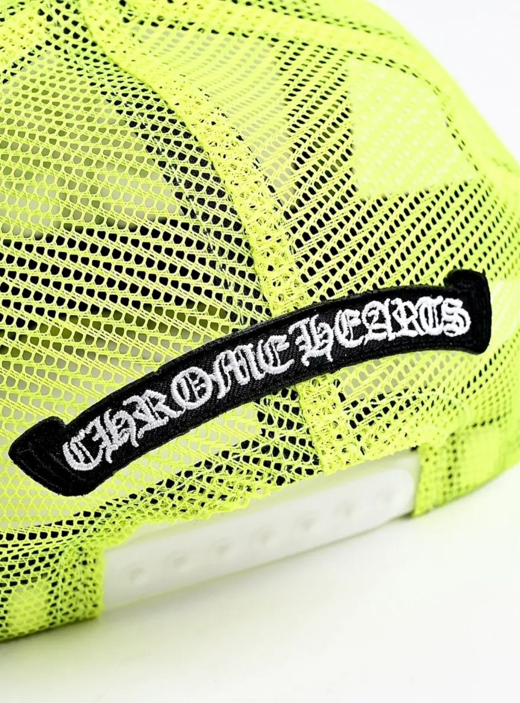 Chrome Hearts Cemetery Cross Trucker Hat Neon Yellow | ResellZone