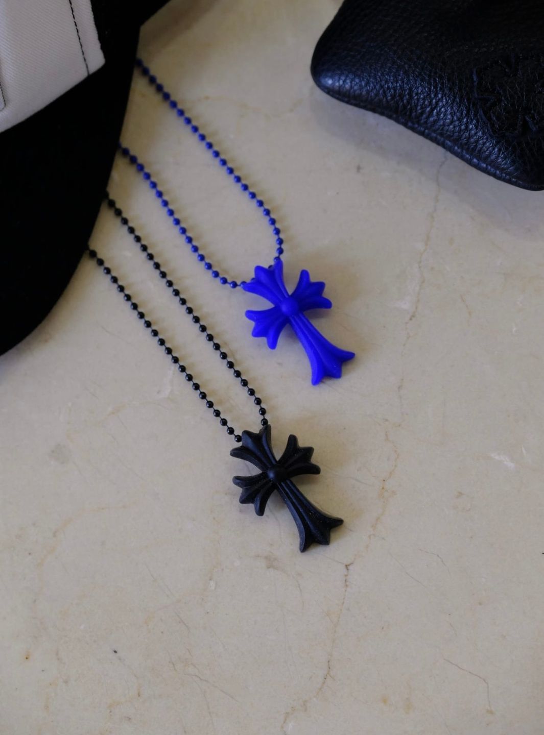 Chrome Hearts Cross Silicon Ball Chain Blue/Black | ResellZone