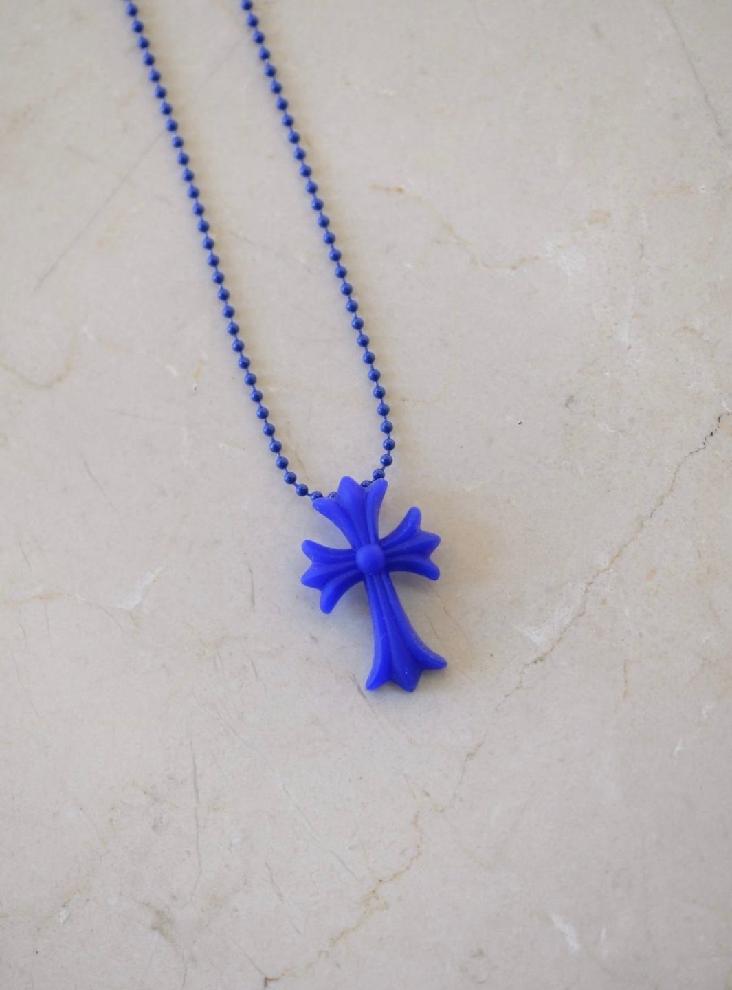 Chrome Hearts Cross Silicon Ball Chain Blue | ResellZone