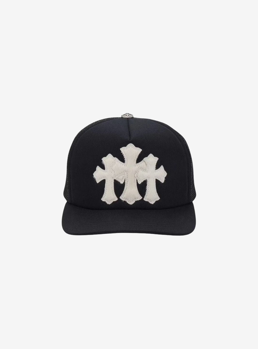 Chrome Hearts White Cemetary Cross CH Trucker Hat Black | ResellZone