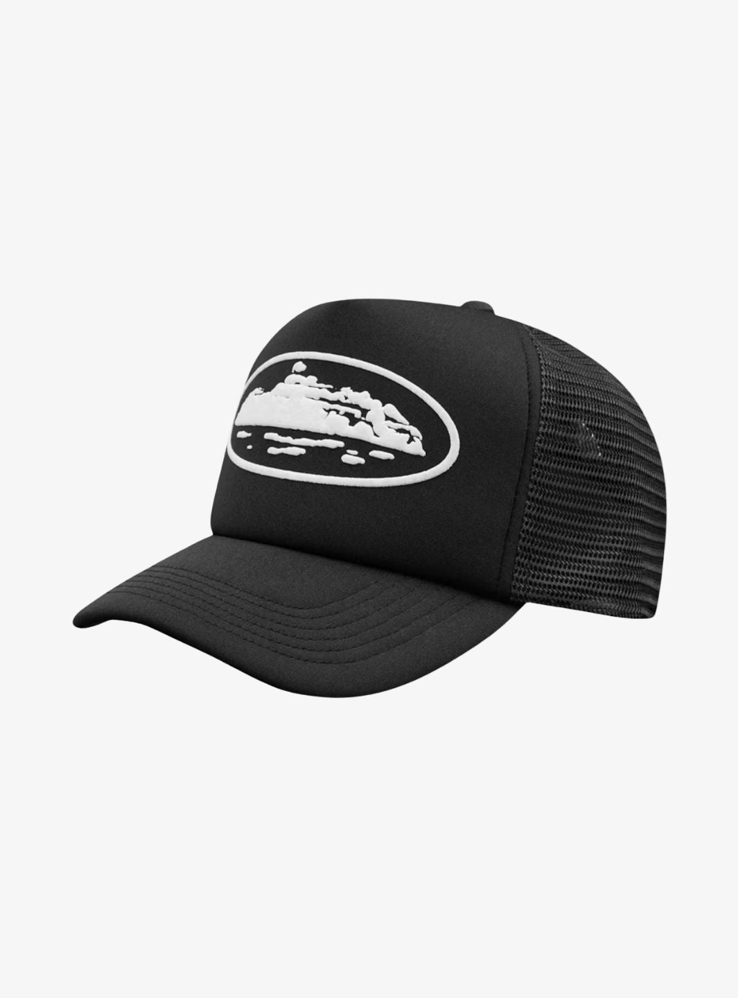 Corteiz Island Puff Print Trucker Hat Black | ResellZone
