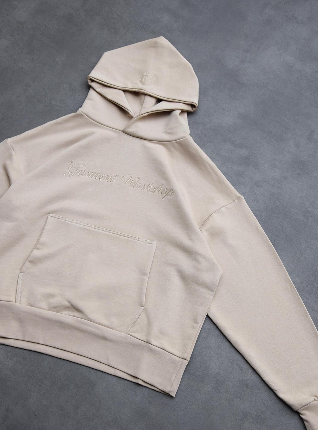 Garment Workshop Single Layer Lettering Hoodie Sand | ResellZone