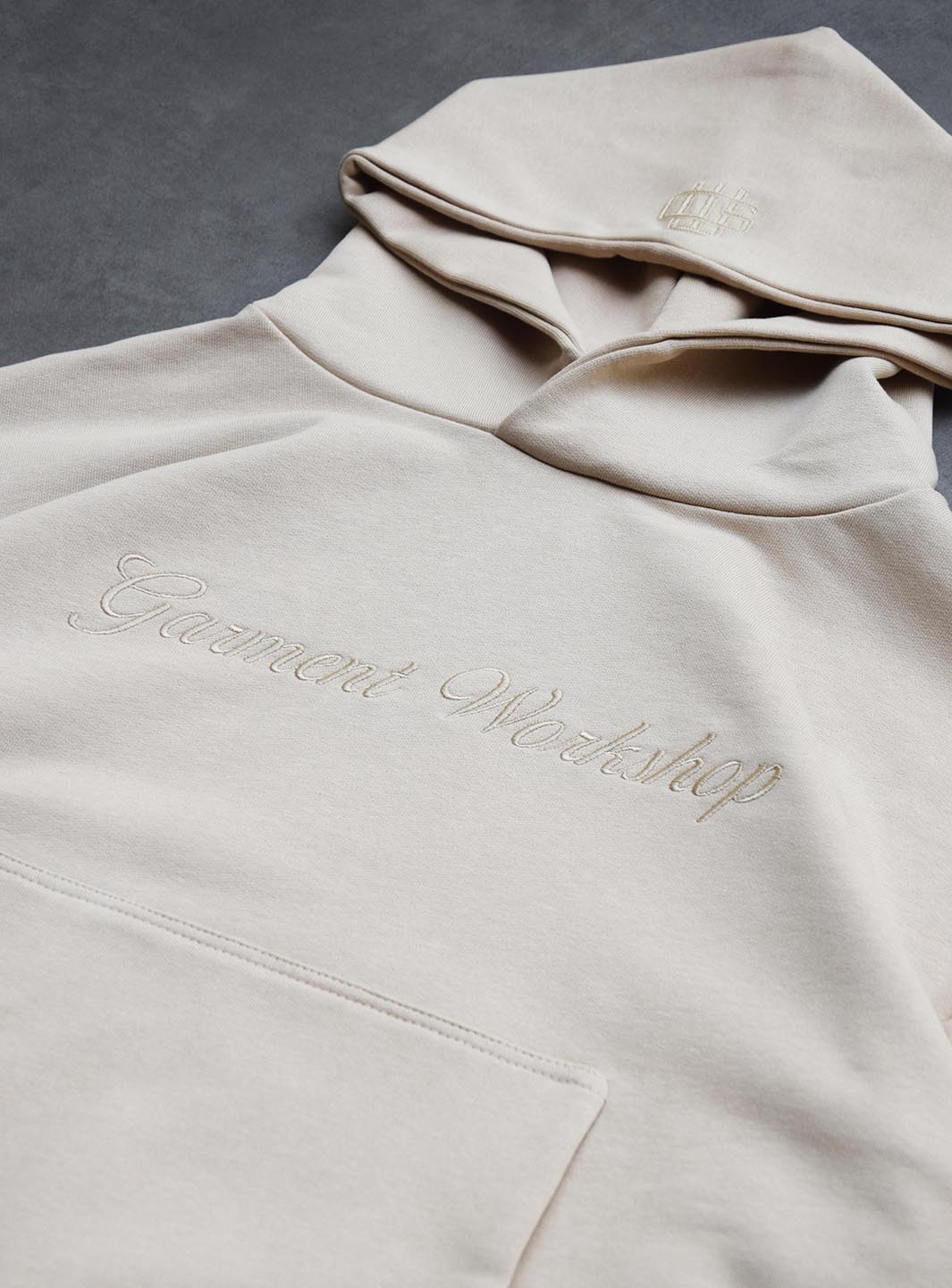 Garment Workshop Single Layer Lettering Hoodie Sand | ResellZone