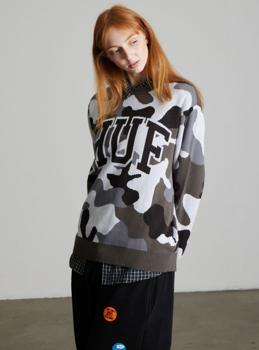 HUF Arch Jacquard Camo Crewneck Sweatshirt Camo | ResellZone