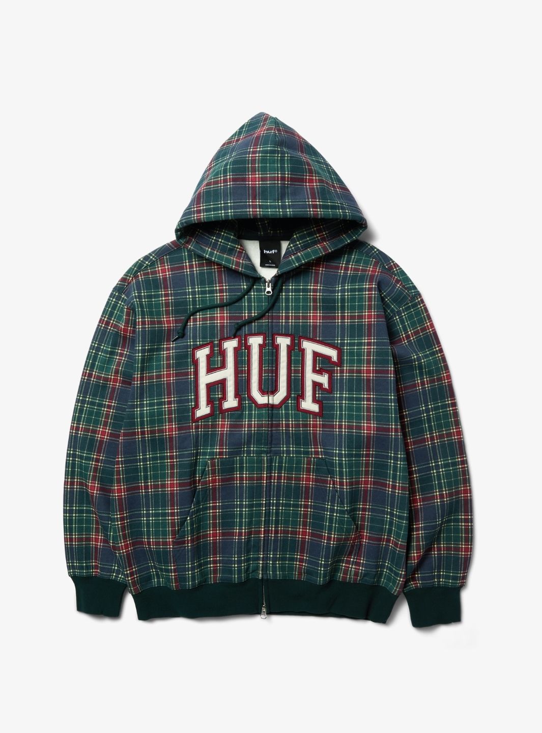 HUF Arch Plaid Full-Zip Heavyweight Hoodie Forest | ResellZone