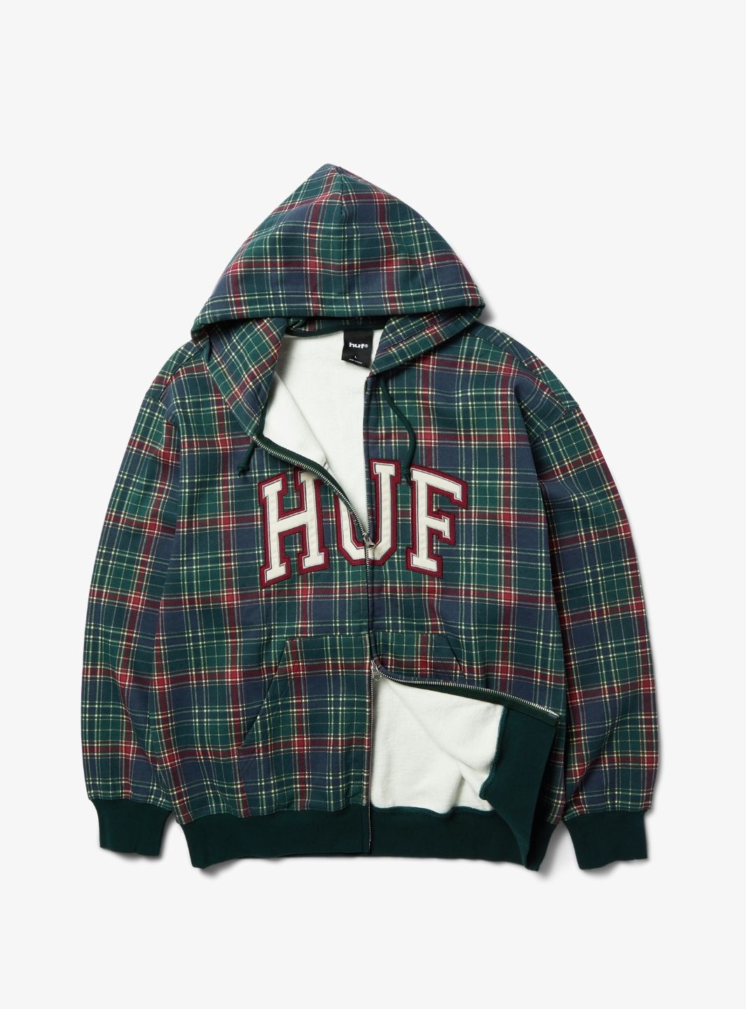HUF Arch Plaid Full-Zip Heavyweight Hoodie Forest | ResellZone