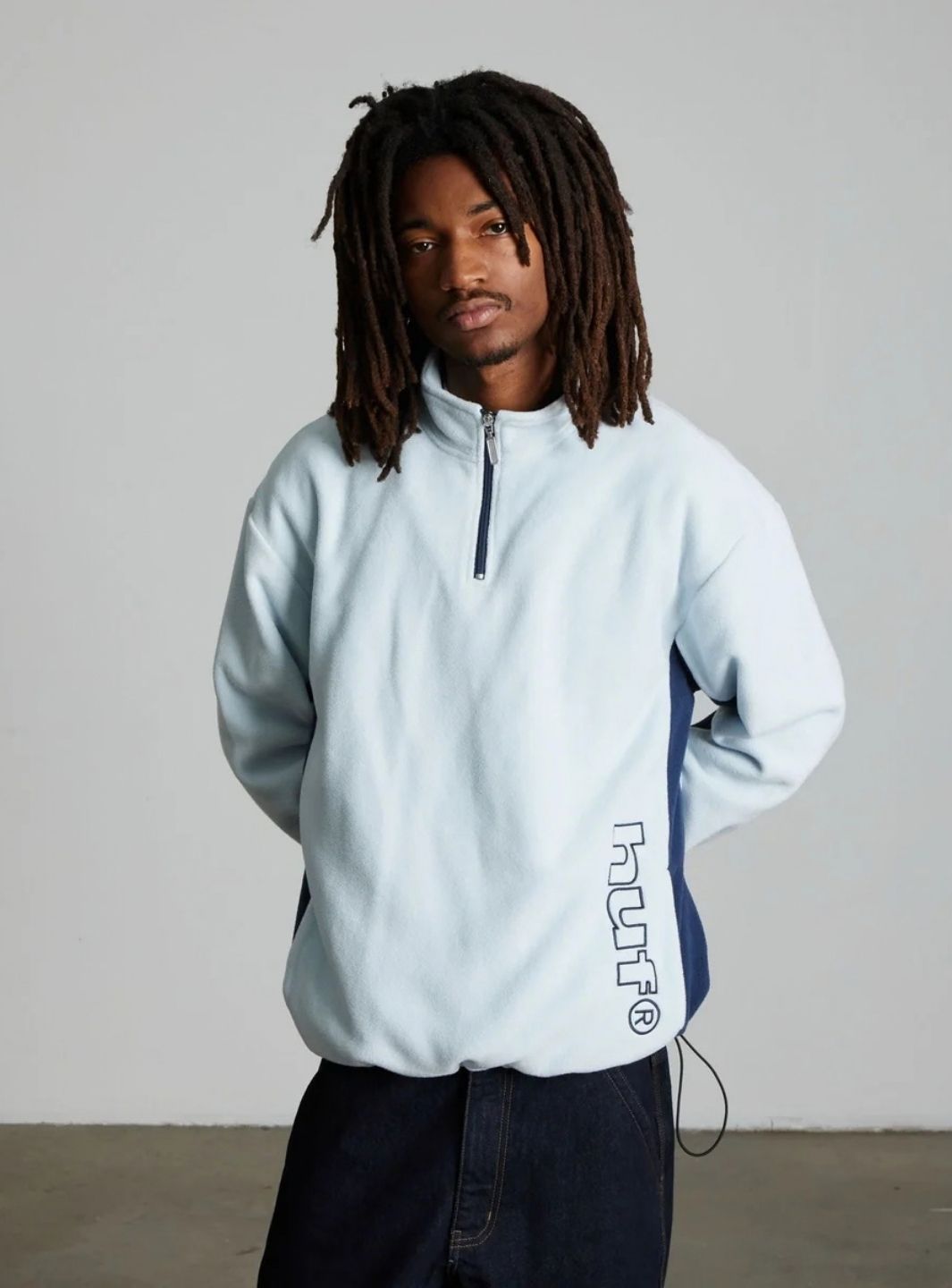 HUF Basecamp Quarter-Zip Polar Fleece Sky Blue | ResellZone