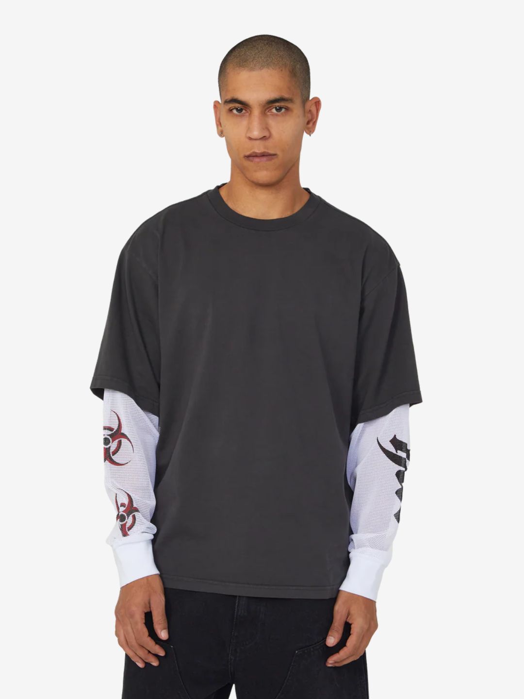 HUF Leon Long Sleeve Double Layer Top Vintage Black | ResellZone