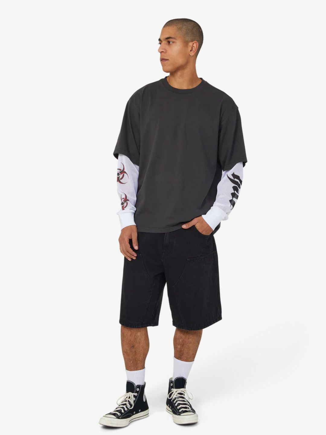 HUF Leon Long Sleeve Double Layer Top Vintage Black | ResellZone