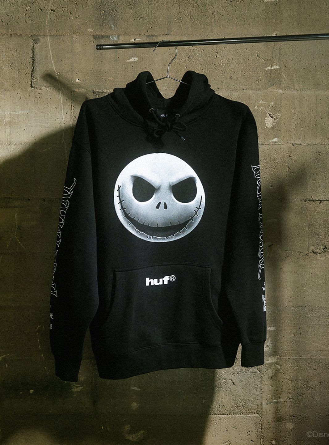 HUF x Disney Nightmare Before Christmas Jack Skellington Hoodie Black | ResellZone