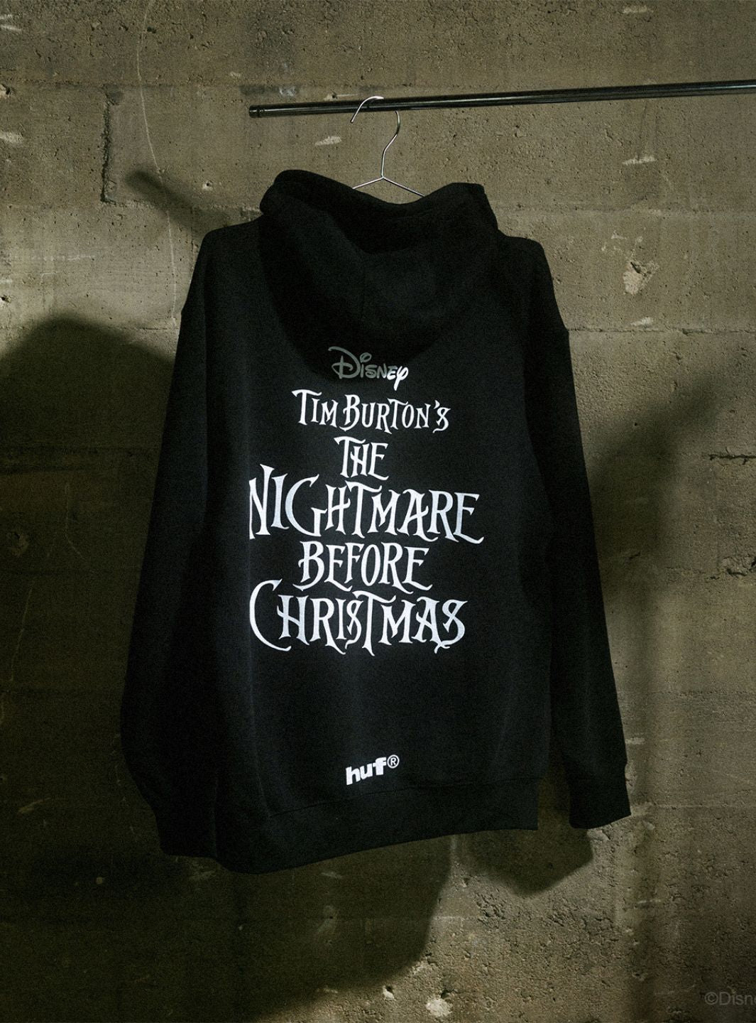 HUF x Disney Nightmare Before Christmas Jack Town Meeting Hoodie Black | ResellZone