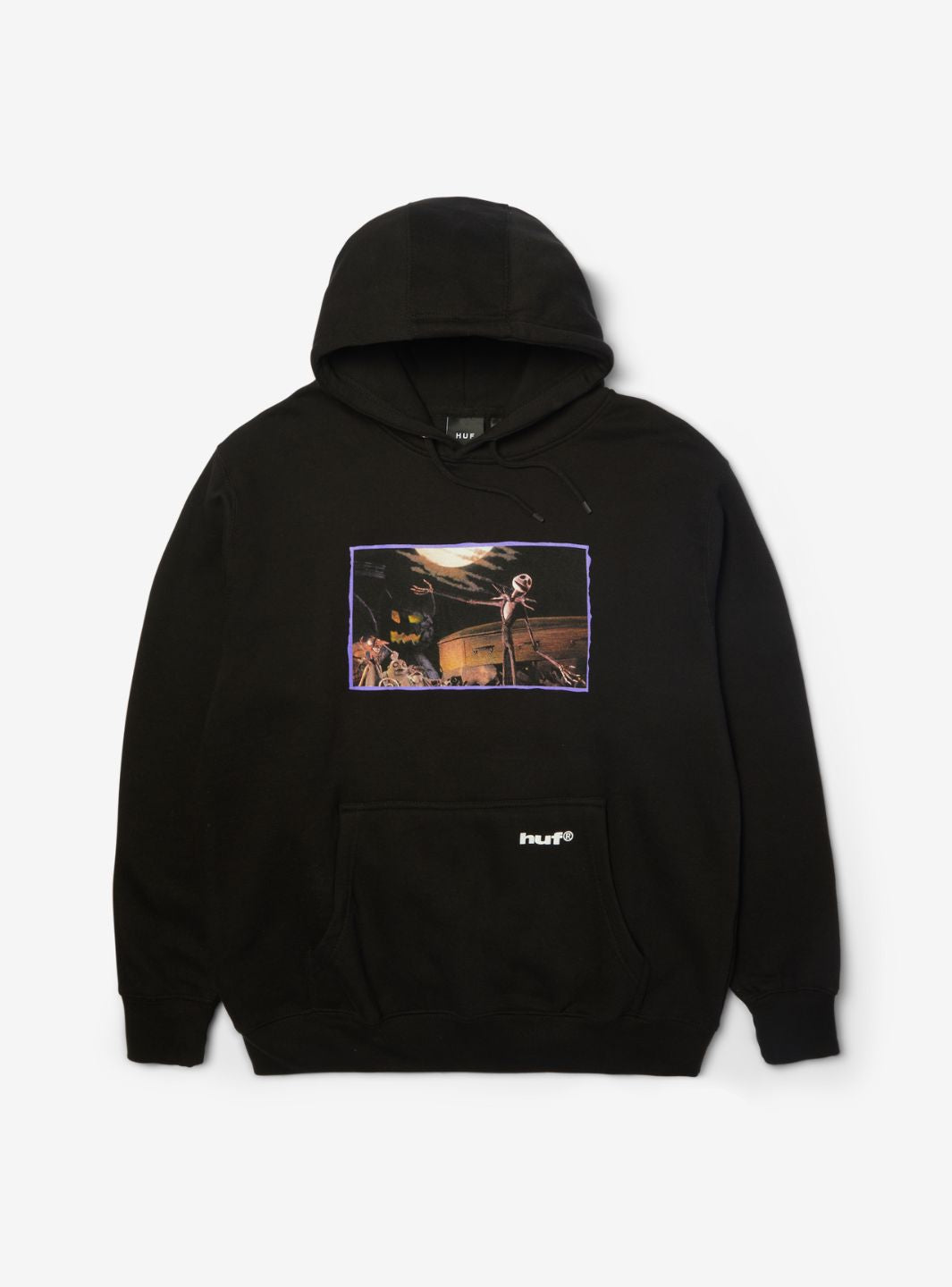 HUF x Disney Nightmare Before Christmas Jack Town Meeting Hoodie Black | ResellZone