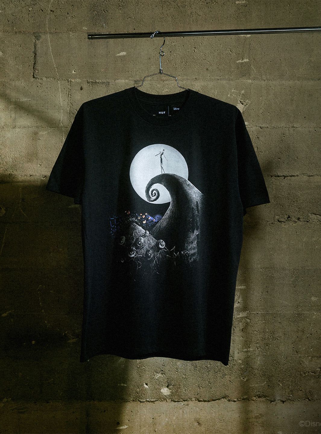 HUF x Disney Nightmare Before Christmas Spiral Hills T-Shirt Black | ResellZone
