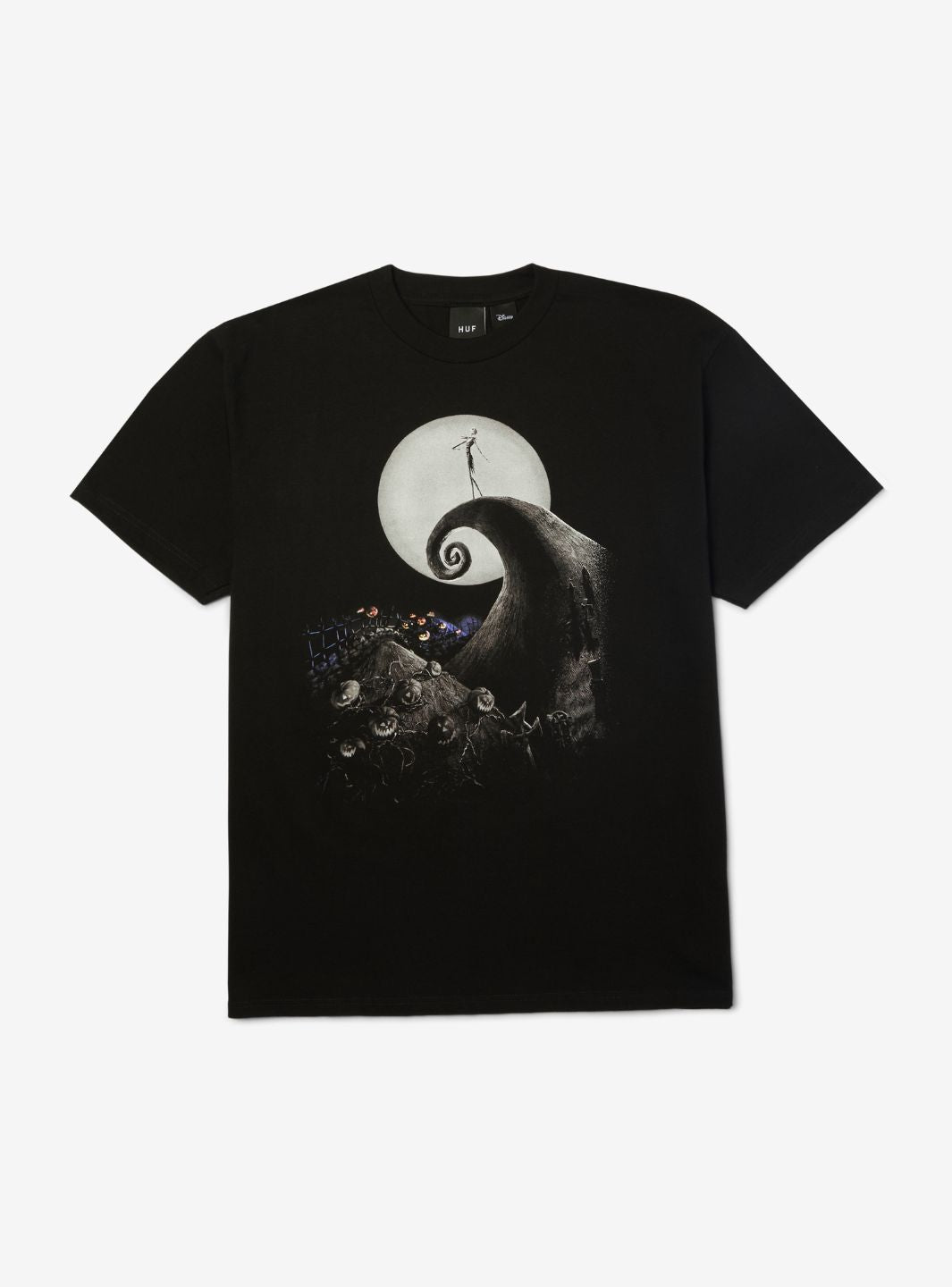 HUF x Disney Nightmare Before Christmas Spiral Hills T-Shirt Black | ResellZone