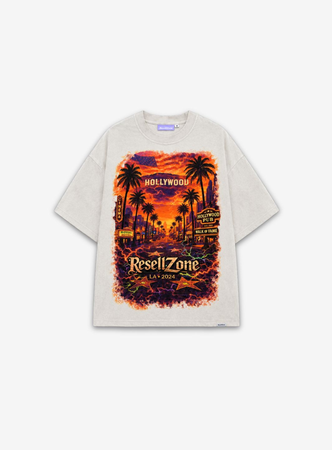 Los Angeles Sunset Riot T-Shirt Washed Beige | ResellZone