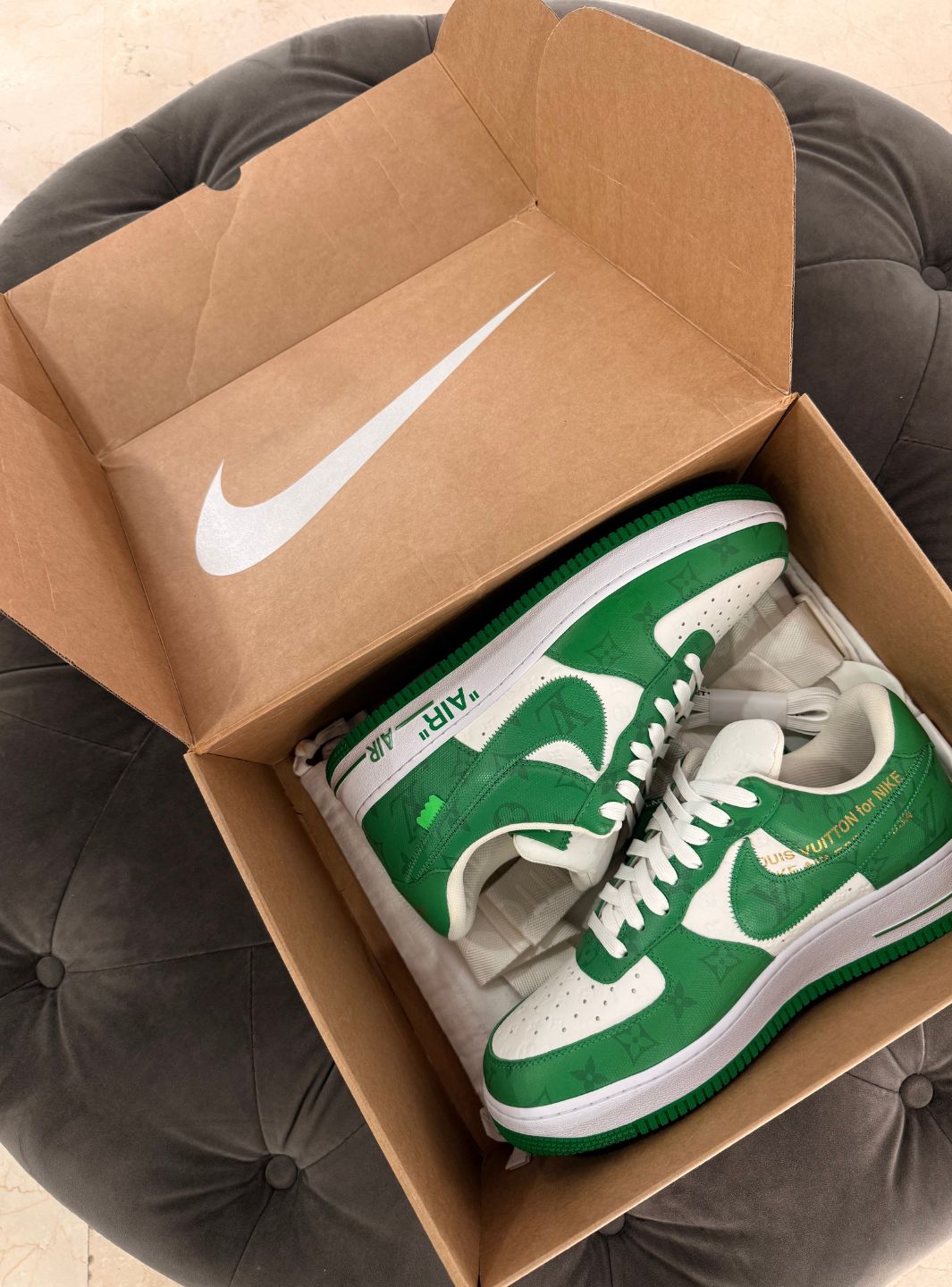 Louis Vuitton Nike Air Force 1 Low By Virgil Abloh White Green - Sneakers Usate | ResellZone