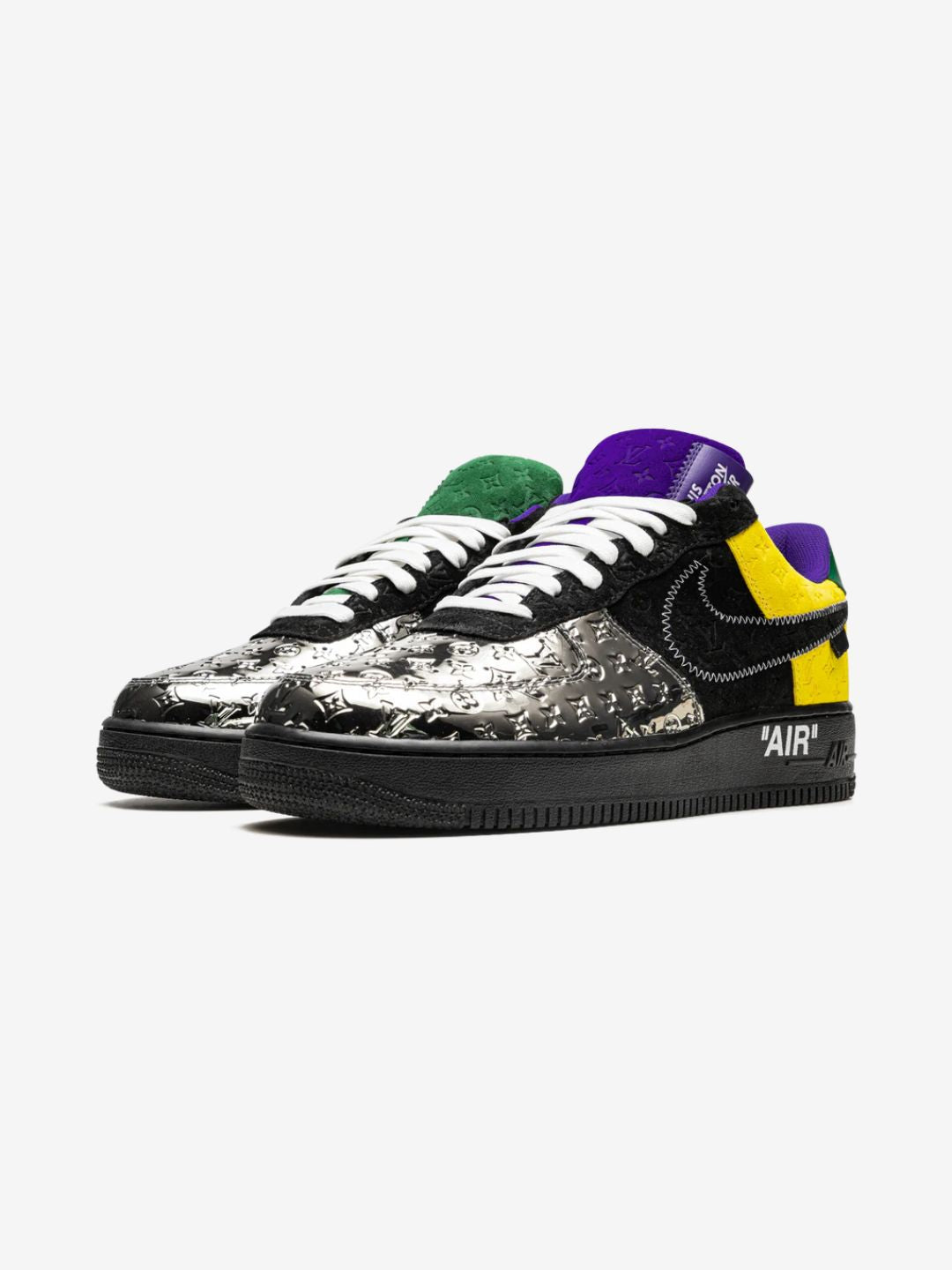 Louis Vuitton Nike Air Force 1 Low By Virgil Abloh Black Metallic Silver | ResellZone