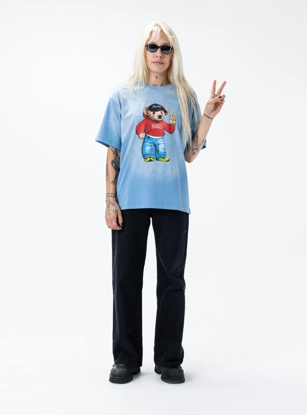 Market Studios Fit Check Bear T-Shirt Sky Blue | ResellZone