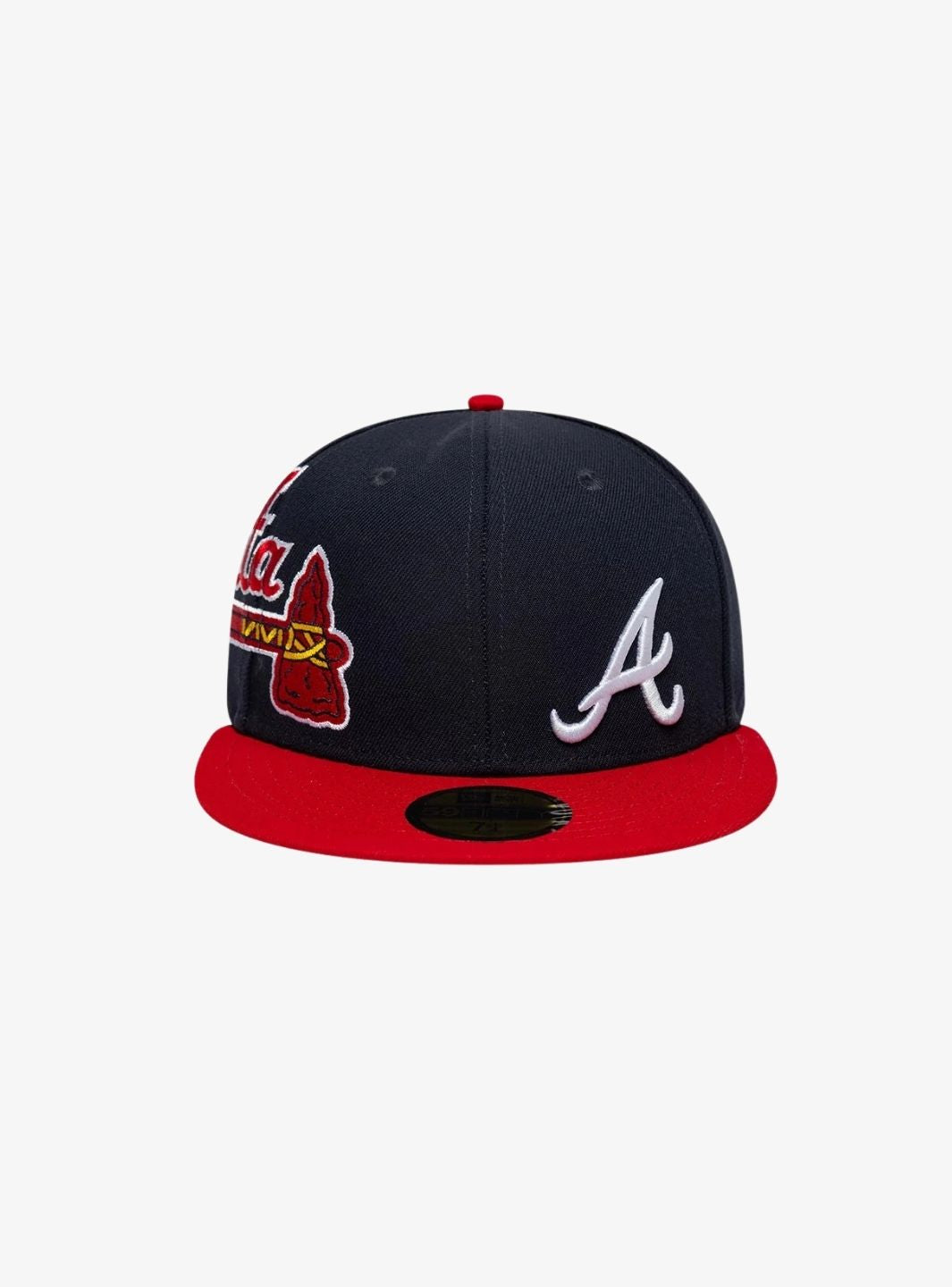 New Era Atlanta Braves MLB Multi Logo Satin Lined Blu Navy 59FIFTY Fitted Cap