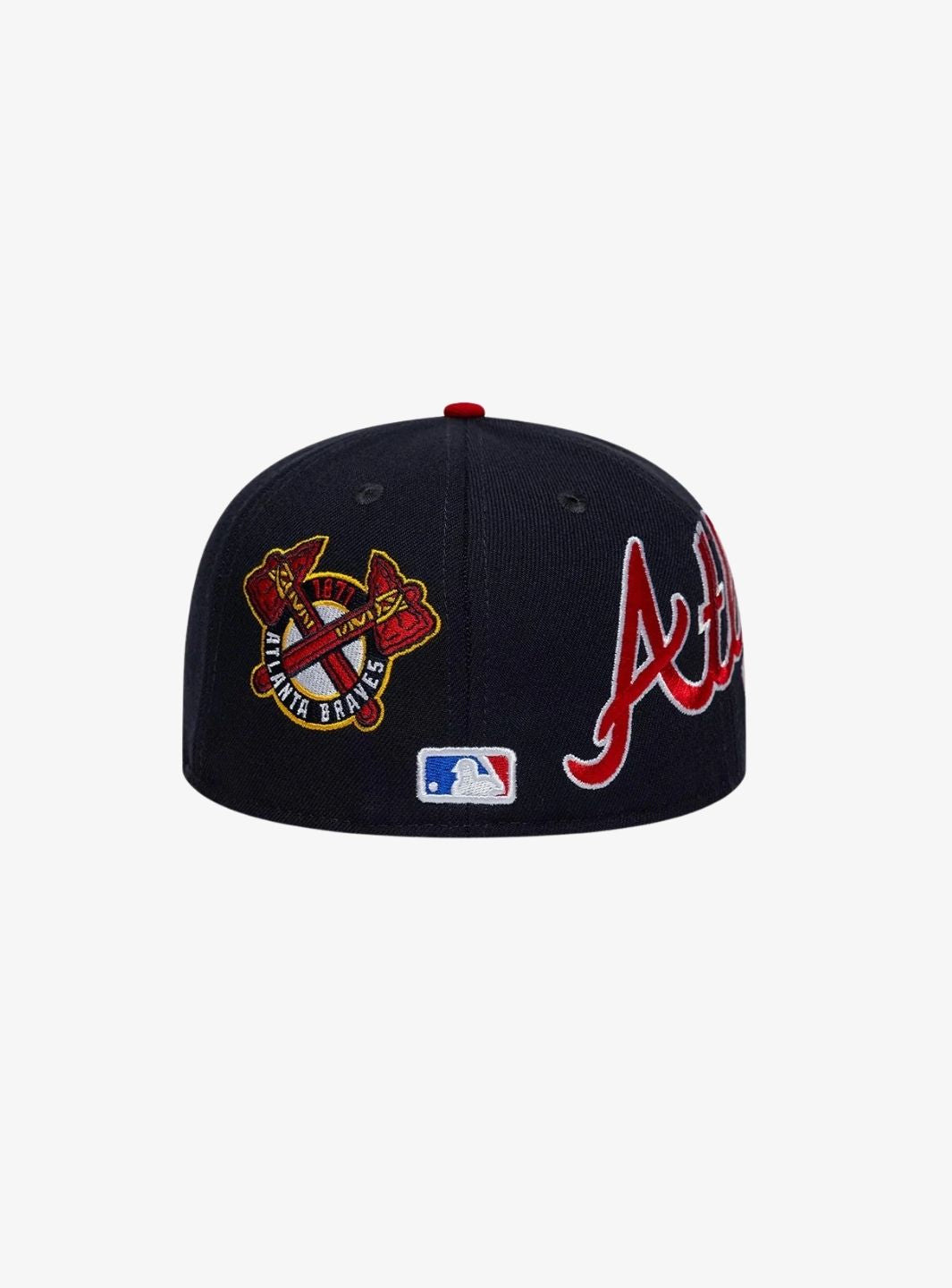 New Era Atlanta Braves MLB Multi Logo Satin Lined Blu Navy 59FIFTY Fitted Cap