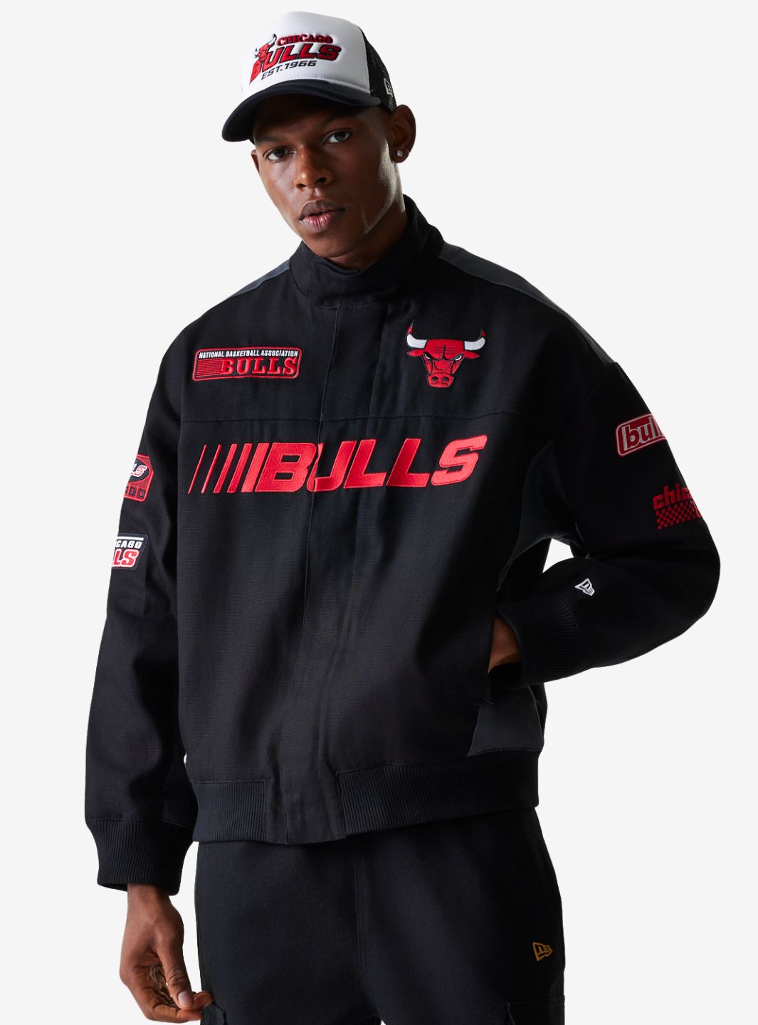 New Era Chicago Bulls NBA Black Motorsports Jacket - 60684334 | ResellZone