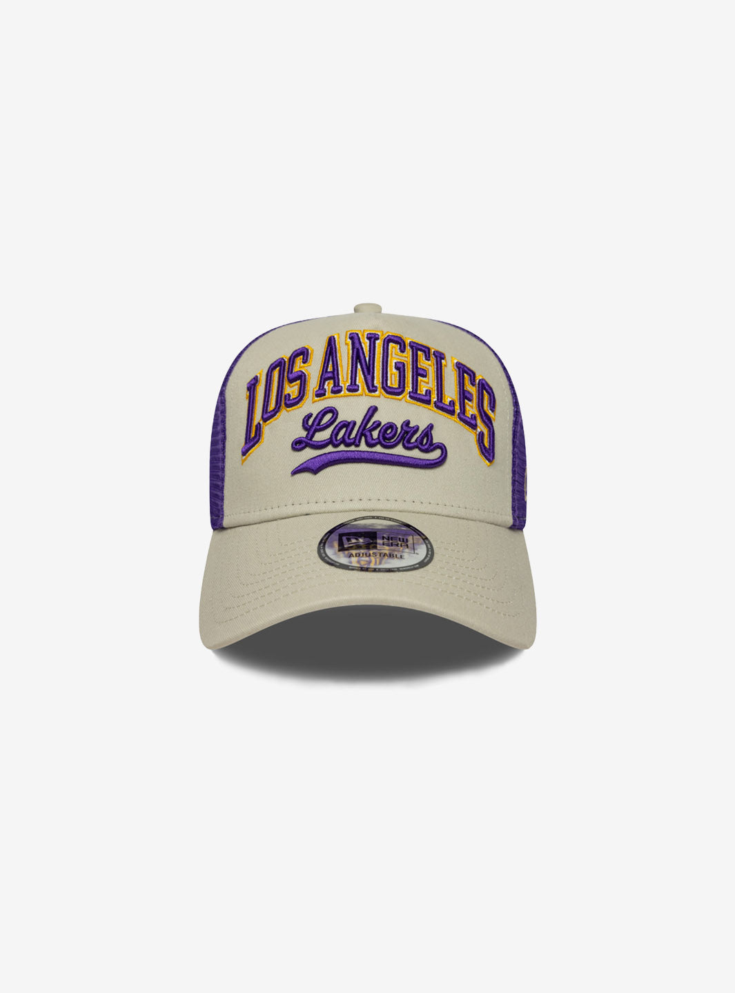 New Era LA Lakers NBA Script E-Frame Trucker 9FORTY Cap - 60667568 | ResellZone