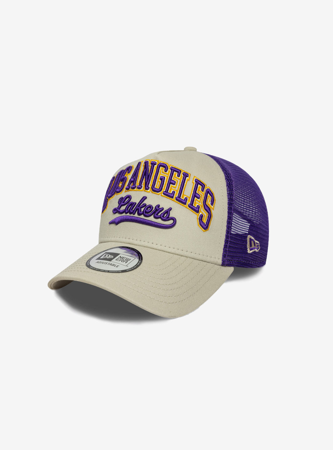 New Era LA Lakers NBA Script E-Frame Trucker 9FORTY Cap - 60667568 | ResellZone