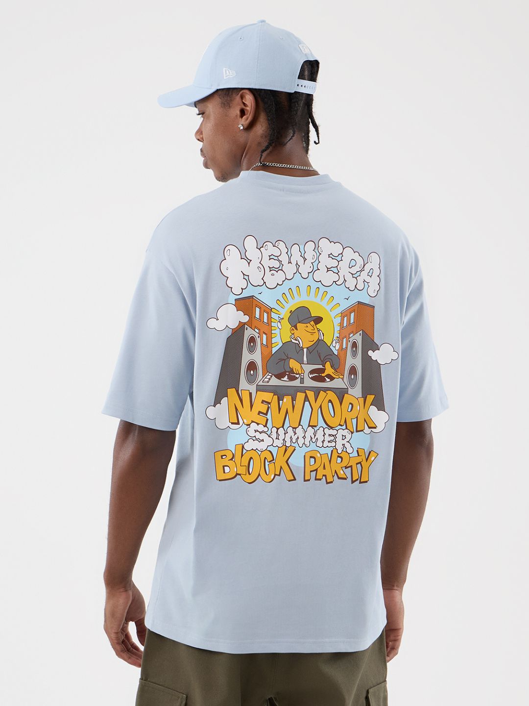 New Era Fun Graphic Oversized T-Shirt Sky Blue - 60856210 | ResellZone