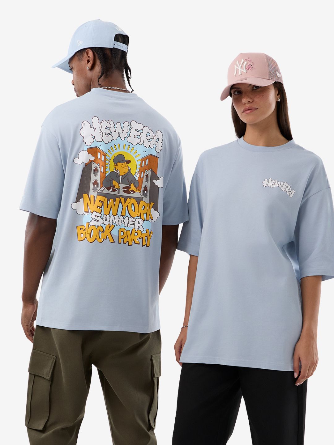 New Era Fun Graphic Oversized T-Shirt Sky Blue - 60856210 | ResellZone