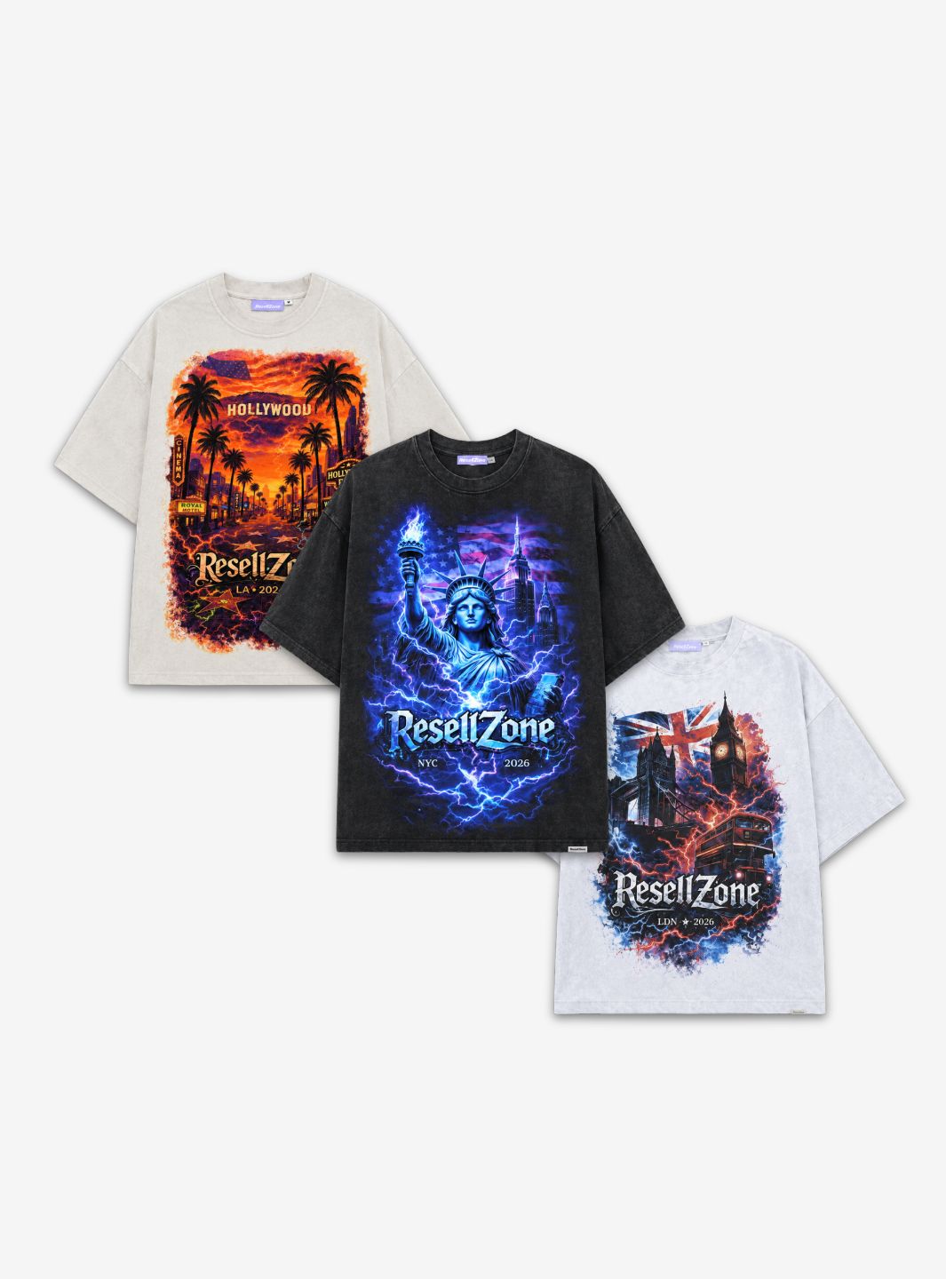 New York, Los Angeles & London T-Shirt City 3-Pack | ResellZone