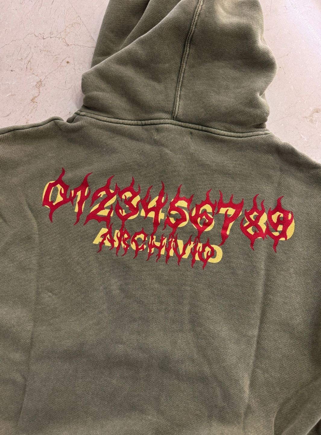 Numeri Archivio Hooded Sweatshirt Washed Olive | ResellZone