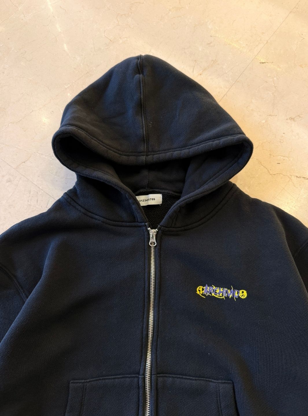 Numeri Archivio Zip Up Hooded Sweatshirt Black Yellow Purple | ResellZone